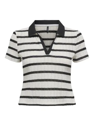 ONLY - ONLHALIA S/S COLLAR TOP BOX JRS Cloud Dancer - Gr. - L