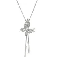 KARMA Lange Kette Halskette Damen Silber Schmetterling Anhänger (Damenhalskette Pulloverkette), Silberkette mit Anhänger