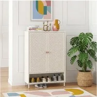 en.casa Schuhschrank »Coleraine« mit 2 Türen Stahl 115x80x35 cm mit Fach Cremeweiß