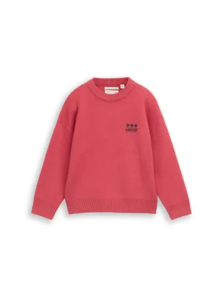 tom tailor kids - Oversize Strickpullover mit Print berry red - Gr. - 98