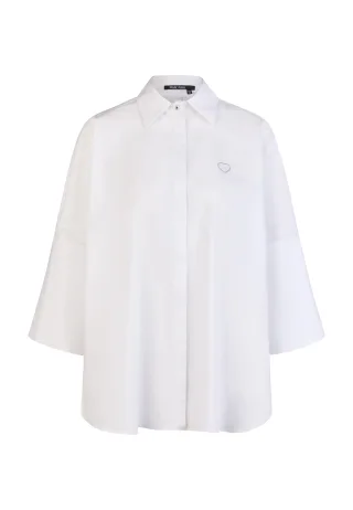 Marc Aurel - Oversize Hemd mit Logostrassdetail white - Gr. - 46