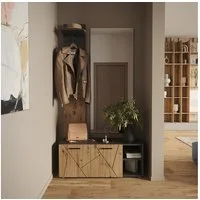 Vicco Garderoben-Set Irma, Anthrazit/Artisan, 106 x 43 cm Set mit Schuhschrank und Garde..., (2-St)