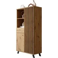 Newroom Highboard Wildeiche 80 cm, Wildeiche Highboard Modern Wandpaneel Vintage Sideboard Anrichte Wo...