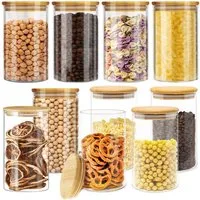 Simloveve Vorratsglas Vorratsdosen Set Runde Borosilikatglas luftdicht Küche Lebensmittel, (10-tlg), 700 ml Vorratsgläser als Süßigkeiten,Nüsse, Gewürzbehälter