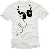 MAKAYA Print-Shirt Herren Musik T-Shirt DJ Kopfhörer Headphones Bandshirt Männer Jungs mit Print