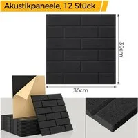 GLIESE POWER Akustikplatte Akustikplatten selbstklebend, 12 Stück – hohe Dichte, ideal für Wände