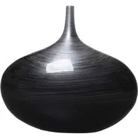 VIVANNO Bodenvase Fiberglas BELEZA Rund - Spiralschwarz Hochglanz Mit Muster (1 St), 36x15x33 cm