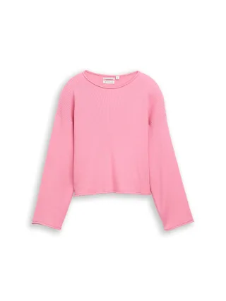 tom tailor kids - Cropped Strickpullover mit gerollten Saumkanten Soft Blush Rose - Gr. - 140