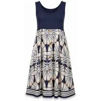 ITALY VIBES Midikleid ONORA - ärmelloses Kleid mit Seitentaschen - Blätterprint ONE SIZE: Gr. 36 - 42 / S - XL