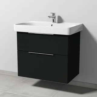 Sanipa 3way Waschtischunterbau zu Geberit Smyle Square Waschtisch mit 2 Auszügen, Vulkan-Matt UP6721V