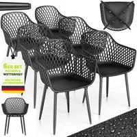 tillvex Gartenstuhl tillvex® Movo Gartenstühle mit Metallfüßen (Gartenstühle UV-beständig Terrassenstuhl Gartenmöbel, 6 St), belastbar