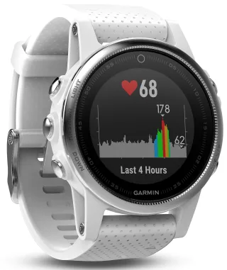 Garmin Fenix 5S [inkl. Silikonarmband weiß] 42mm Edelstahlgehäuse silber