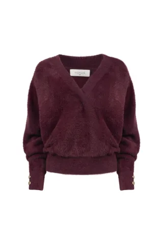 nukus - Pullover in Wickeloptik rot - Gr. - XS