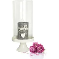 Sendez Windlicht Glaszylinder mit Porzellanteller Kerzenhalter Tischdeko Kerzenständer