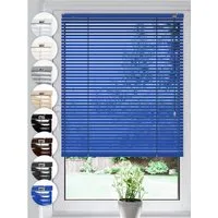 Sonello Jalousie Klemmfix ohne u. mit Bohren 40cm x 100cm Blau Aluminium Jalousette, Klemmfix, Inkl. Halterung für Decken- u. Wandmontage Alu Jalousie Fenster u. Tür, Blickdicht freihängend