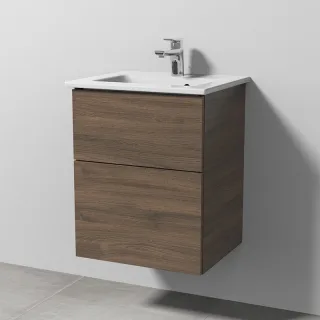 Sanipa 3way Keramik-Set Venticello Keramik-Waschtisch und Unterbau mit 2 Auszügen, Eiche-Arizona SM32080