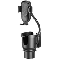 XO Smartphone-Halterung C140 Handyhalterung Schwarz mit flexiblem Arm und Getränkehalter, (bis 6,9 Zoll, Einzelartikel, Einzelartikel, Flexible Halterung mit zusätzlichem Getränkehalter)