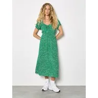 Apricot Druckkleid Midi-Kleid im Milchmädchen-Stil mit Muster