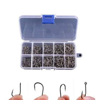 600pcs Fishing Hooks Set 10 Types High Carbon Steel Large Load-bearing Capacity Sharp Barbed Fishhook Rock Fishing Equip