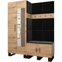 ABIKS MÖBEL Garderoben-Set ARTIN Set 14 Garderobe mit gepolsterten Paneelen, Industriell Design
