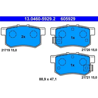 ATE Bremsbel?ge hinten Fiat Honda MG Rover Suzuki