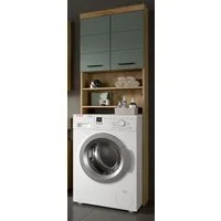 Inn.Furn Waschmaschinenumbauschrank Shawn (Waschmaschinenschrank in Eiche Artisan und Salbei, 2-türig, 63 x 191 cm) mit viel Stauraum