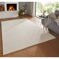 TaraCarpet Wollteppich TaraCarpet Bern Modern fürs Wohnzimmer Schlafzimmer Esszimmer Wolltep, rechteckig, Höhe: 5 mm, Wollteppich weiß Wohnzimmer Schlafzimmer Esszimmer Flur ca 130x190
