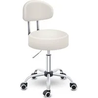TRESKO Drehhocker Rollhocker mit Lehne, Arbeitshocker höhenverstellbar 46-58 cm, Bürostuhl mit Rollen Hocker Drehstuhl Kosmetikhocker