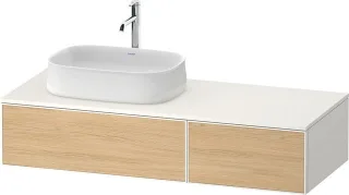 Duravit Zencha Konsolenwaschtischunterbau wandhängend Natur Eiche & Weiß Matt & Supermatt 1300x550x2 ZE4816030840000