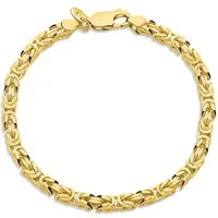 Tony Fein Armband Königsarmband 3,8 mm 585er Vergoldet Gelbgold Hochglanzpoliert, Made in Italy für Damen und Herren