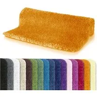 spirella Badematte HIGHLAND, Höhe 40 mm, Badteppich Hochflor, 100% Polyester Microfaser, Anti-Rutsch Beschichtung, für Fußbodenheizung geeignet, waschbar 40°, schnelltrocknend, Polyester, rechteckig, Rutschhemmende Unterseite aus Latex, Maschinenwasc