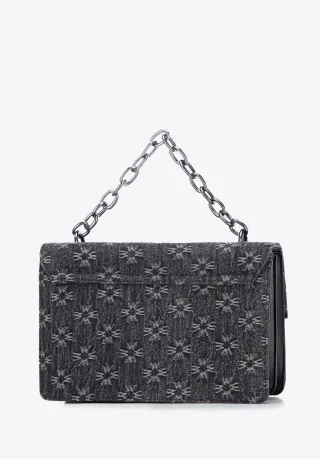 Wittchen Damen Monogramm Denim Messenger Bag Klein Grau Baumwolle