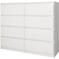 Beautysofa Kommode 100 cm LEMON mit 8 Schubladen (Moderne Schubladenkommode in Weiß oder Kaschmir, Kugelführungen), Sideboard Schlafzimmer Wohnzimmer