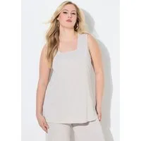 Ulla Popken Longtop Top Rippjersey A-Linie Caree-Ausschnitt ärmellos