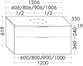 Burgbad WTU Eqio 619x906x550 Eiche Dekor Caramel, WXXH090F6423 WXXH090F6423