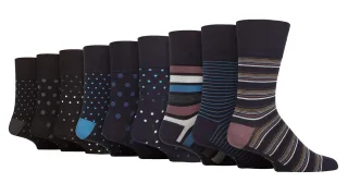 9 Pack Herren Bambus Socken | Gentle Grip | Extra Wide Loose Top nicht elastische Socken - SOMRM110607
