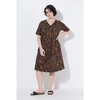 Ulla Popken Jerseykleid Midikleid A-Linie V-Ausschnitt Halbarm Taschen