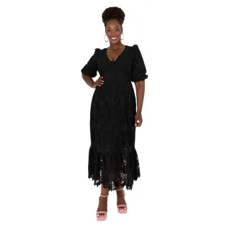 Maya Deluxe - Midikleid für Damen, 3/4 Ärmel (Schwarz)