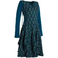 Vishes Jerseykleid Jersey-Kleid Blumenkleid Schnürung V-Ausschnitt Party-, Fest-, Ballkleid