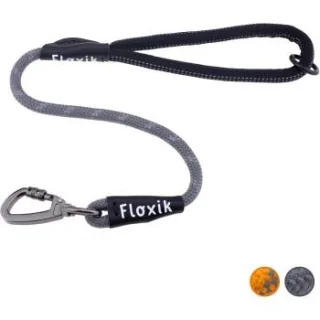 Floxik Kurzführer für Hunde - Kurzleine aus Kletterseilmaterial grau M