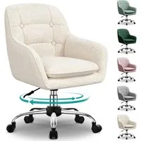 Adormii Bürostuhl Schminkstuhl,Homeoffice Stuhl mit Armlehnen,Drehstuhl mit Rrollen (Schreibtischstuhl,Boucle-Gewebe,höhenverstellbar,für Schminktisch,Arbeitszimmer, Schlafzimmer,150kg)
