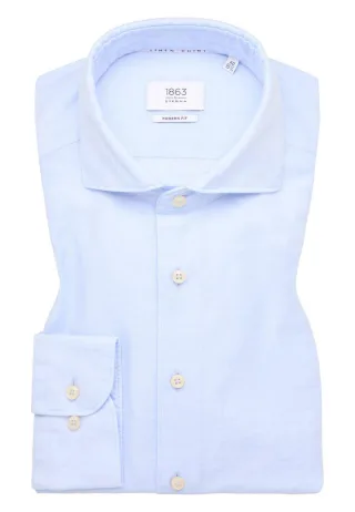 ETERNA - Modern Fit: Leinenhemd blau - Gr. - 41