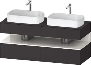 Duravit Qatego Konsolenwaschtischunterbau wandhängend Graphit Supermatt 1400x550x600 mm - QA47670228 QA4767022800010