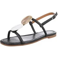 Ital-Design Elegante Flache Sandalen mit Akzentstücken für Damen Riemchensandalette (89542498) Blockabsatz Riemchensandalen in Schwarz