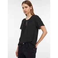 comma Kurzarmbluse Bluse Kurzarm-Bluse aus Crêpe-Chiffon mit Raffung