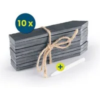 Hoberg Hinweisschild Pflanzschilder-Set Schiefer 11-tlg., 15x2,5cm schwarz mit Kreidestift