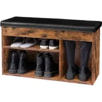 Hoobro Schuhbank mit Sitzkissen (Schuhregal Schuhschrank 82 cm, Stauraum unter der Sitzfläche), belastbar bis 150 kg