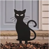 Lights4fun LED Gartenleuchte LED-Halloween-Katze Caleb mit Gartenstecker für den Außenbereich