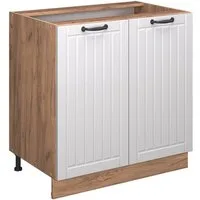 Vicco Unterschrank Fame-Line, Weiß Landhaus/Goldkraft Eiche, 80 cm mit Regal, ohne Ar... (1-St)