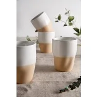 my home Becher Trinkbecher, modernes Geschirr-Set Bruddesta, 4er Set, 4-tlg., Steinzeug, hohe Haltbarkeit, spülmaschinengeeignet & mikrowellengeeignet, 300 ml